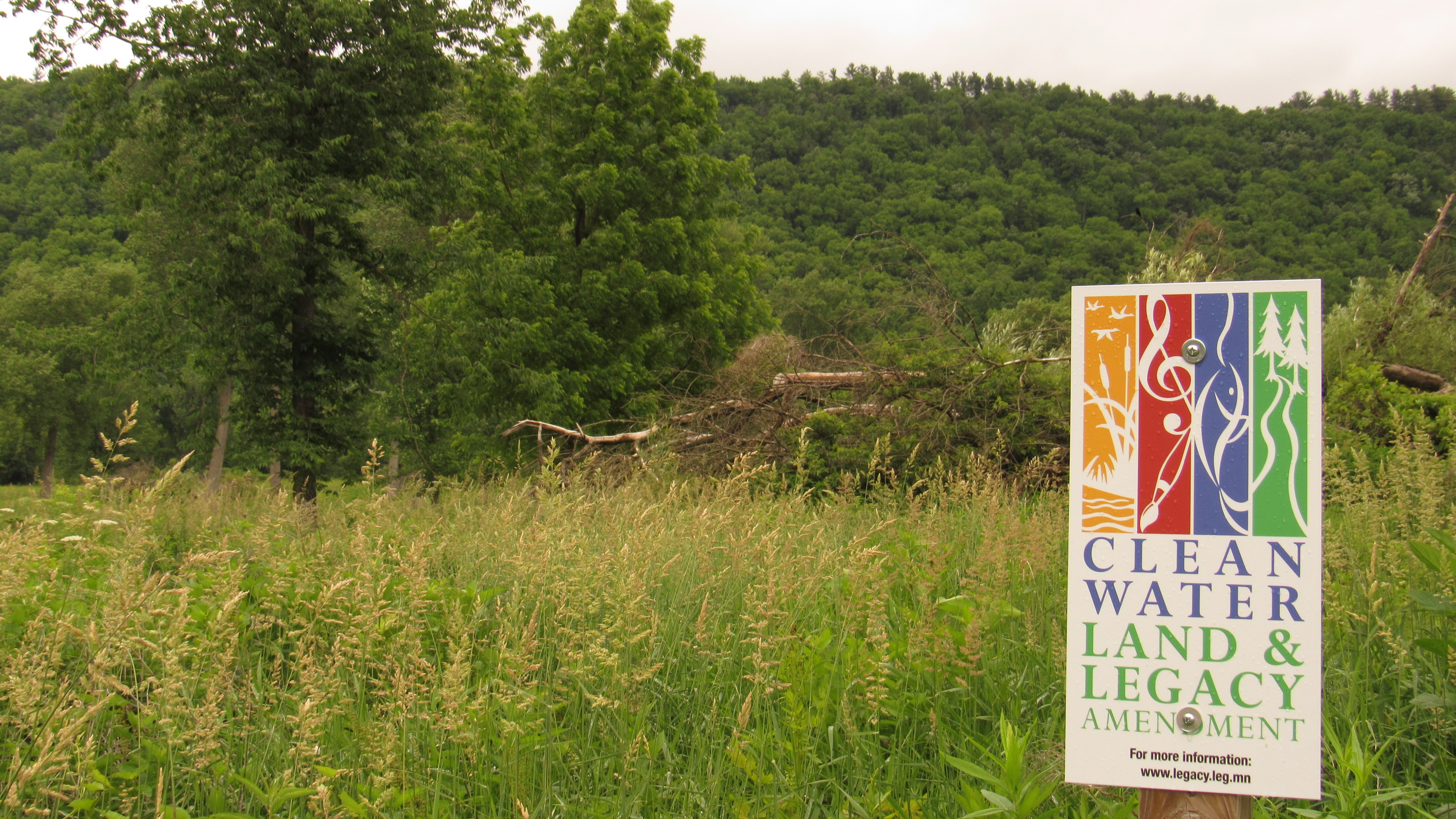 A Legacy Amendment sign marks the spot of habitat restoration at Whitewater WMA.